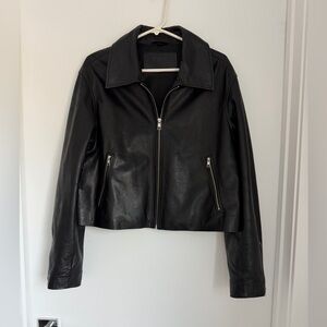 Staud XS Lenora Black Leather Jacket (no Shearling)